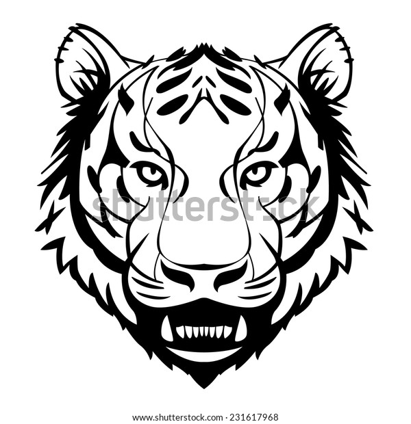 Tiger Head Showing Teeth Vector Suitable Stock Vector (Royalty Free ...