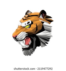 tiger head side lowpoly vector illustration design