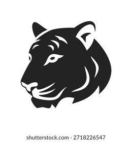 Silueta de cabeza de tigre Vista frontal Ilustración de logotipo de Vector aislado