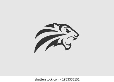 tiger head silhouette icon logo design