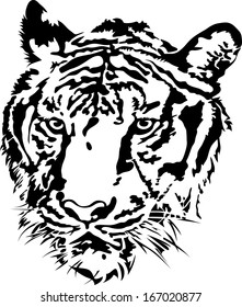 Tiger head silhouette, illustration vector design.