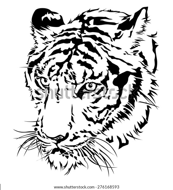 Tiger Head Silhouette Illustration Vector Design Stock Vector (Royalty ...