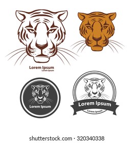 tiger head, silhouette, for logo, concept, simple illustration