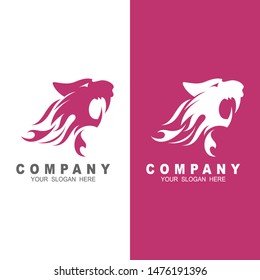 tiger head silhouette logo design vector template, wild animal zoo force power strength logotype concept icon, lion icon