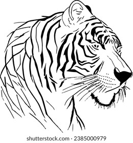 Silueta de cabeza de tigre - Arte vectorial minimalista