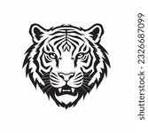 Tiger head silhouette. monochrome vector