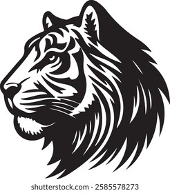 Tiger head silhouette monochrome vector Black And White Tiger Head Silhouette Tiger head icon silhouette vector illustration 