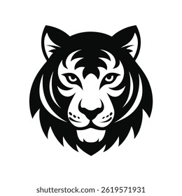 tiger head silhouette on white background 