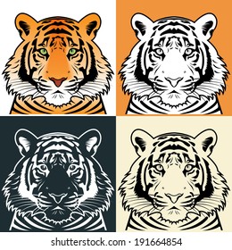 Tiger head silhouette, shape, logo, image.  Vector illustration. 
