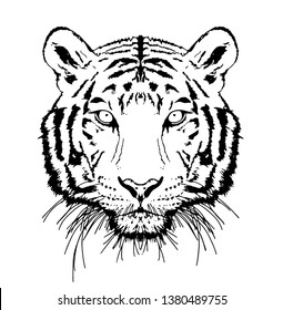 Tiger head silhouette, vector 