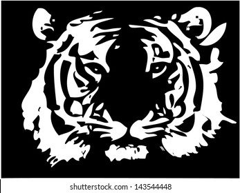 Tiger Head Silhouette Vector Stock Vector (Royalty Free) 143544448 ...