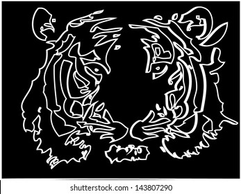 Tiger head silhouette, Vector