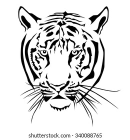 Tiger head silhouette, Vector