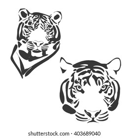 Tiger head silhouette, Vector
