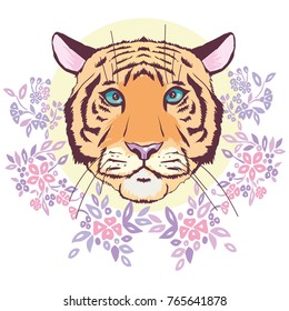 Tiger head silhouette, Vector