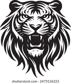 Tiger Head Silhouette Vector Art