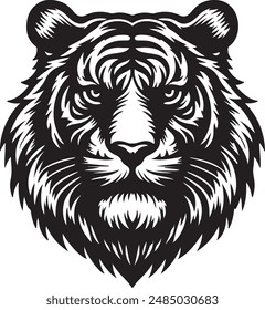 ilustración de Arte vectorial de silueta de cabeza de tigre