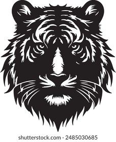 tiger head silhouette vector art illustration