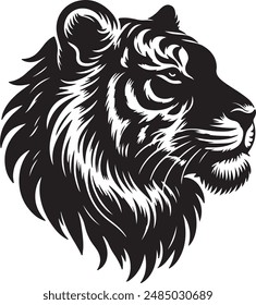 ilustración de Arte vectorial de silueta de cabeza de tigre