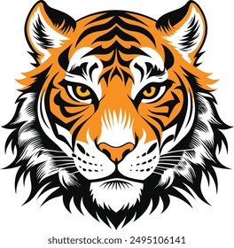 a tiger head silhouette vector art illustration