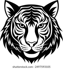 Tiger head silhouette vector art illustration
