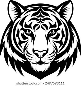 Ilustración de Arte vectorial de silueta de cabeza de tigre
