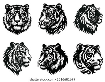 A Tiger Head Silhouette Vector Art Illustration is a sleek and bold depiction of a tiger's head using clean, minimalist lines.