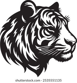 Tiger head silhouette vector art illustration