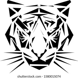 Tiger head silhouette, vector drawing