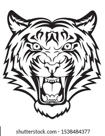 
Tiger head silhouette, vector. Furious Tiger Face