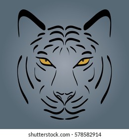 Tiger head silhouette. Vector tiger icon