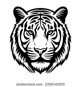 Tiger head silhouette, vector illustration