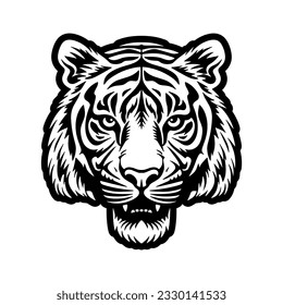 Tiger head silhouette, vector illustration on a white background