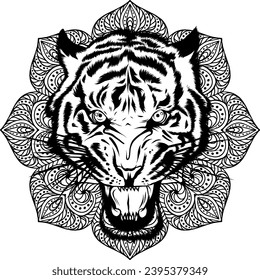 Tiger head silhouette, vector illustration