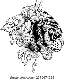 Tiger head silhouette, vector illustration