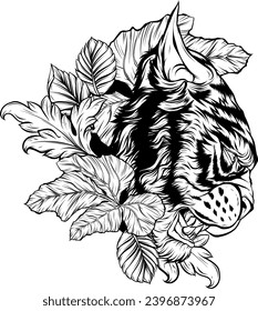 Tiger head silhouette, vector illustration