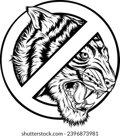 Tiger head silhouette, vector illustration