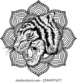 Tiger head silhouette, vector illustration