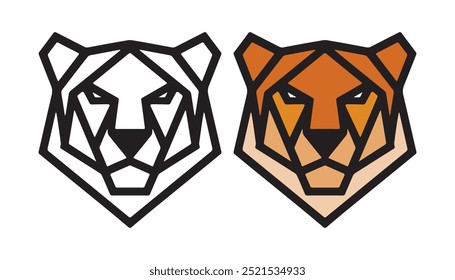 Tiger head silhouette vector illustration art design. Tiger logo icon image on white background.