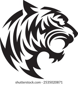 Silueta de cabeza de tigre Ilustración vectorial de fondo blanco