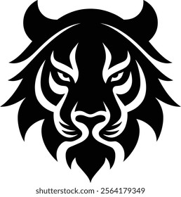 Tiger head silhouette vector illustration.
