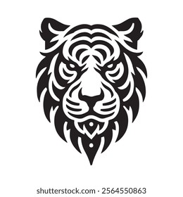 Tiger Head Silhouette Vector Illustration Icon Design