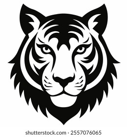 Tiger head silhouette vector on white background