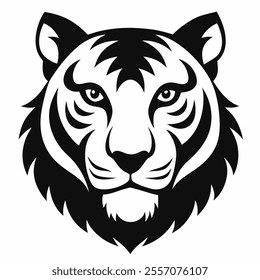 Tiger head silhouette vector on white background