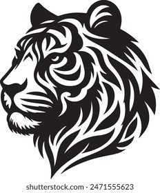 tiger head Silhouette vector style 