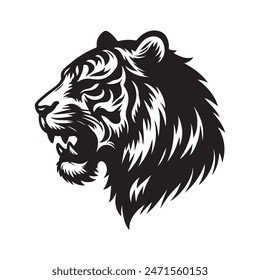 Tiger head Silhouette vector style with white background 