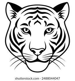 Tiger head silhouette vector style with white background