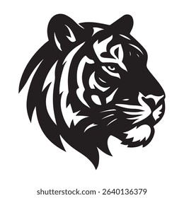 A tiger head silhouette vector style with a white background