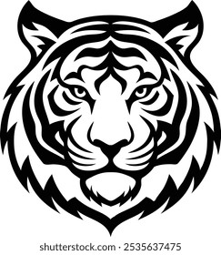 Tiger head silhouette vector,art,illustration on a isolated white background,EPS file