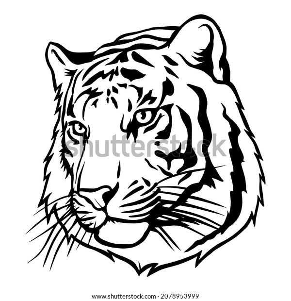 Tiger Head Silhouette Vectortiger Cut Out Stock Vector (Royalty Free ...